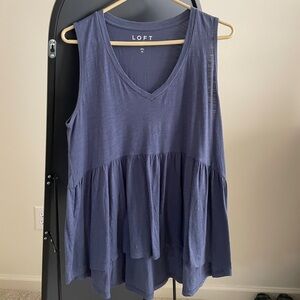Blue, peplum, high-low, tank top